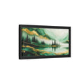 Side Mockup 8. Nature Mountain Landscape Green Gold Landscape shown as stretched canvas wall art
