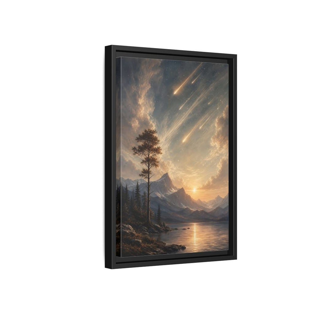 Side Mockup 6. Nature Mountain Landscape Warm Mountain Lake shown as stretched canvas wall art