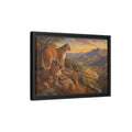 Side Mockup 6. Nature Mountain Lions Warm Mountain Landscape shown as stretched canvas wall art