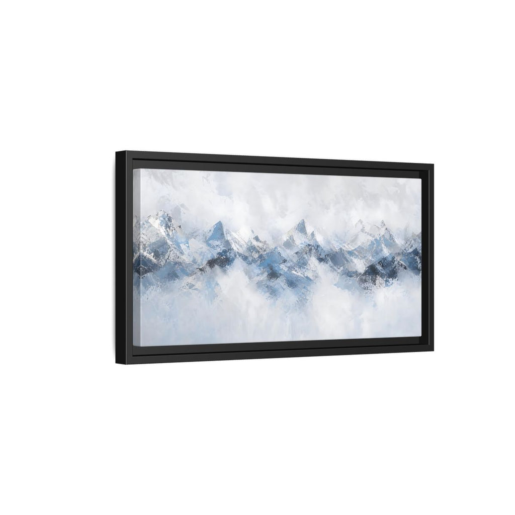Side Mockup 8. Nature Mountain Range Blue And White Mountains shown as stretched canvas wall art