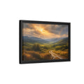 Side Mockup 6. Nature Mountain Valley Golden Green Landscape shown as stretched canvas wall art