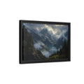 Side Mockup 6. Nature Mountain Valley Misty Mountain Lake shown as stretched canvas wall art