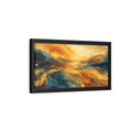 Side Mockup 8. Nature Mountain Waves Gold Blue Abstract shown as stretched canvas wall art