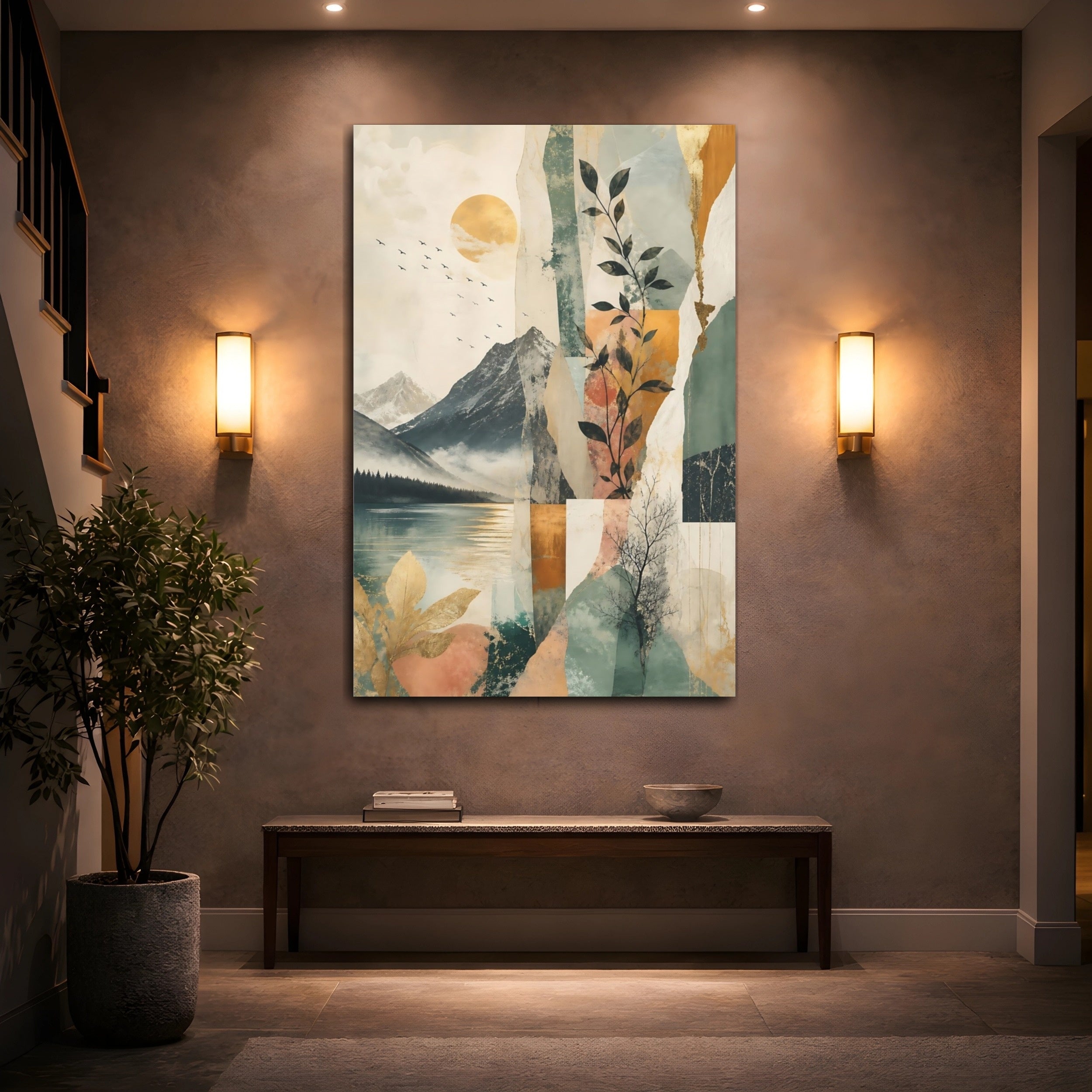 Mockup 2. Nature Nature Landscape Earthy Gold Nature shown as stretched canvas wall art