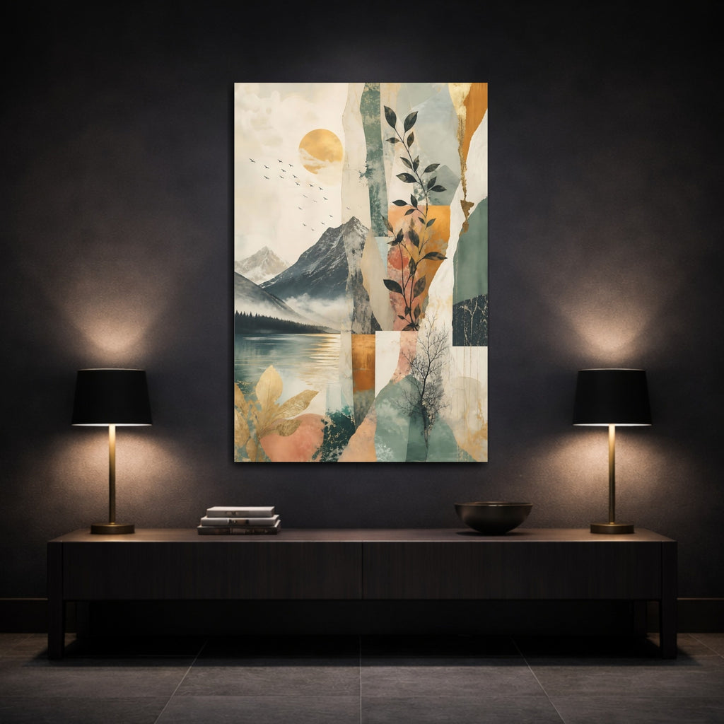 Mockup 3. Nature Nature Landscape Earthy Gold Nature shown as stretched canvas wall art
