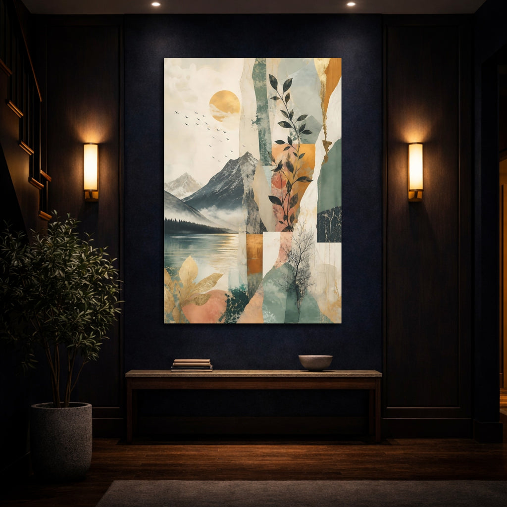 Mockup 4. Nature Nature Landscape Earthy Gold Nature shown as stretched canvas wall art