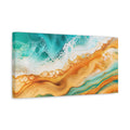 Side Mockup 3. Nature Ocean Abstract Teal And Gold shown as stretched canvas wall art