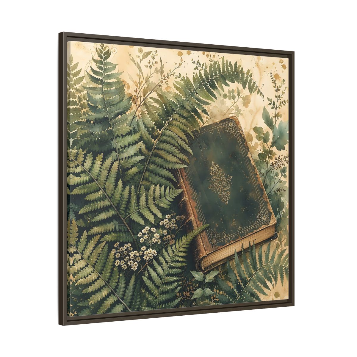 Main Mockup. Nature Old Book Green Book shown as stretched canvas wall art