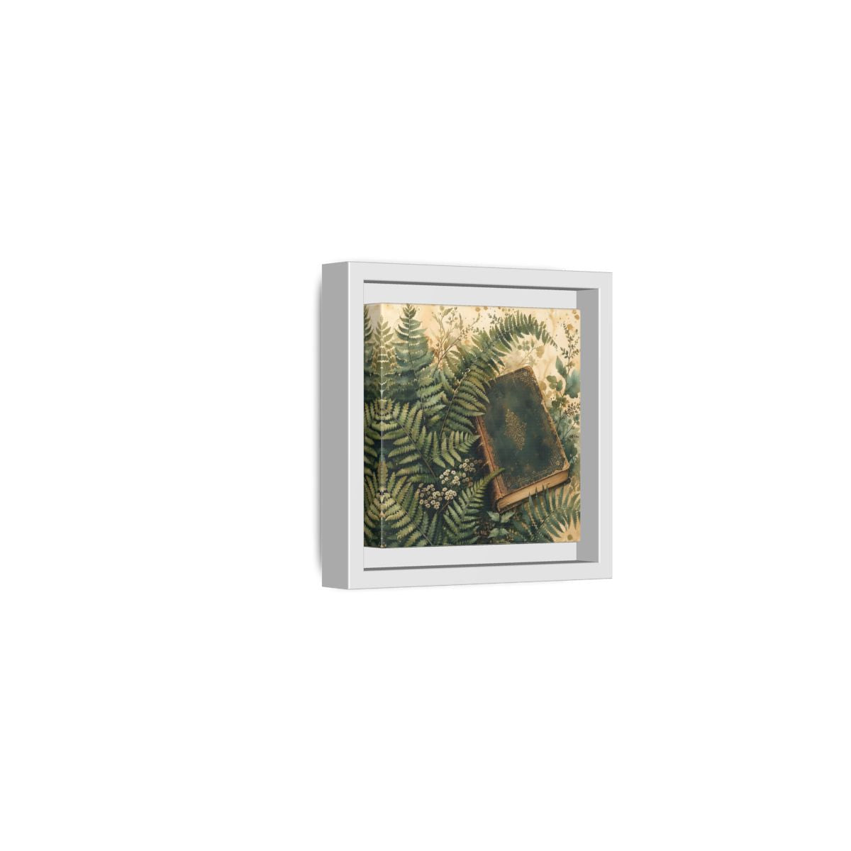Side Mockup 22. Nature Old Book Green Book shown as stretched canvas wall art
