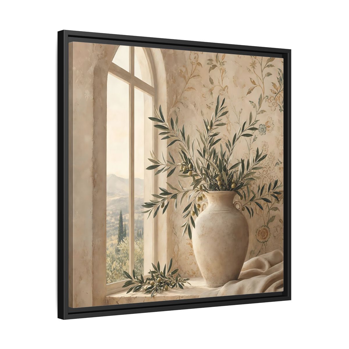 Side Mockup 31. Nature Olive Branch Olive Branch Decor shown as stretched canvas wall art