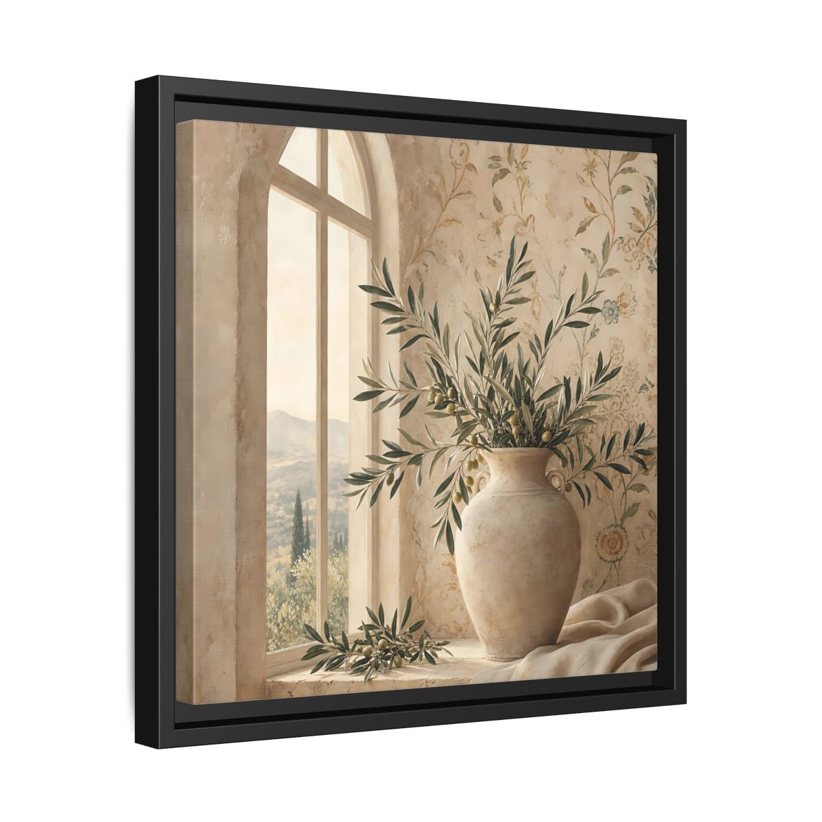 Side Mockup 32. Nature Olive Branch Olive Branch Decor shown as stretched canvas wall art