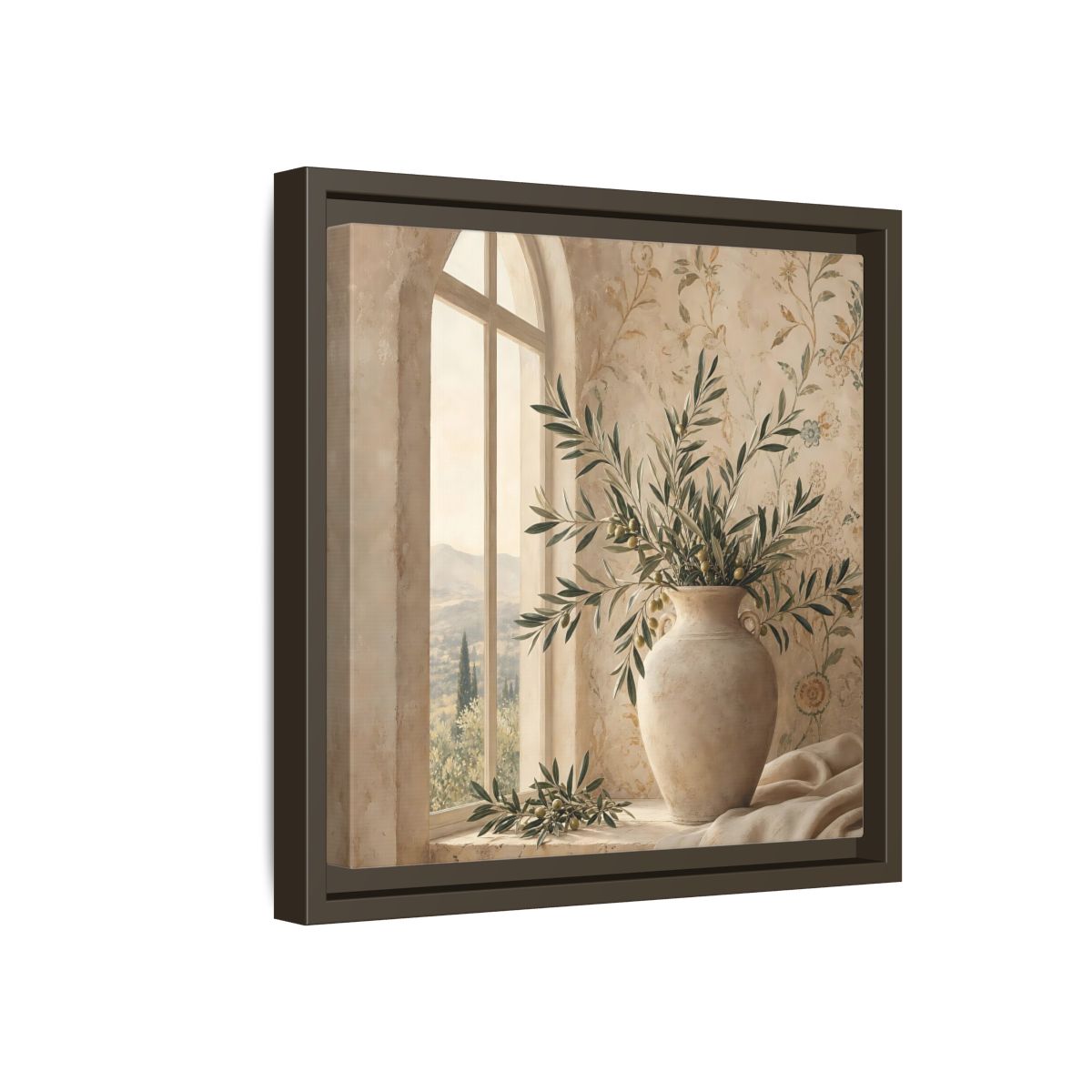 Side Mockup 17. Nature Olive Branch Olive Branch Decor shown as stretched canvas wall art