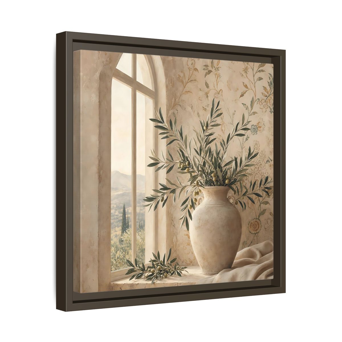 Side Mockup 29. Nature Olive Branch Olive Branch Decor shown as stretched canvas wall art