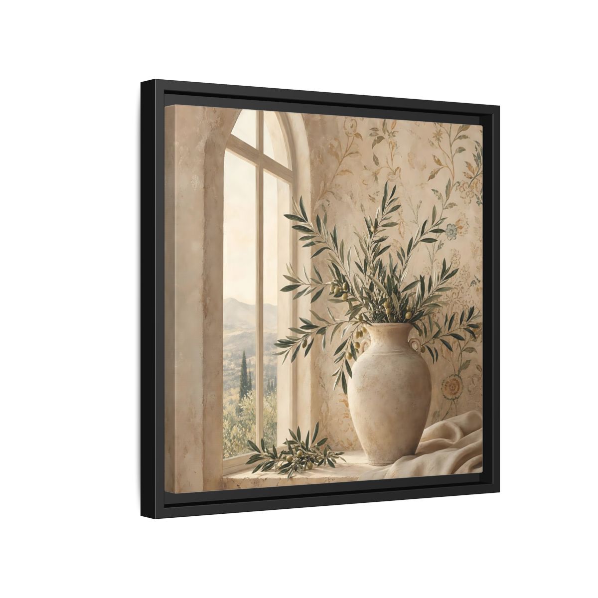 Side Mockup 15. Nature Olive Branch Olive Branch Decor shown as stretched canvas wall art