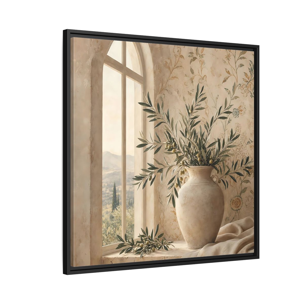 Side Mockup 9. Nature Olive Branch Olive Branch Decor shown as stretched canvas wall art