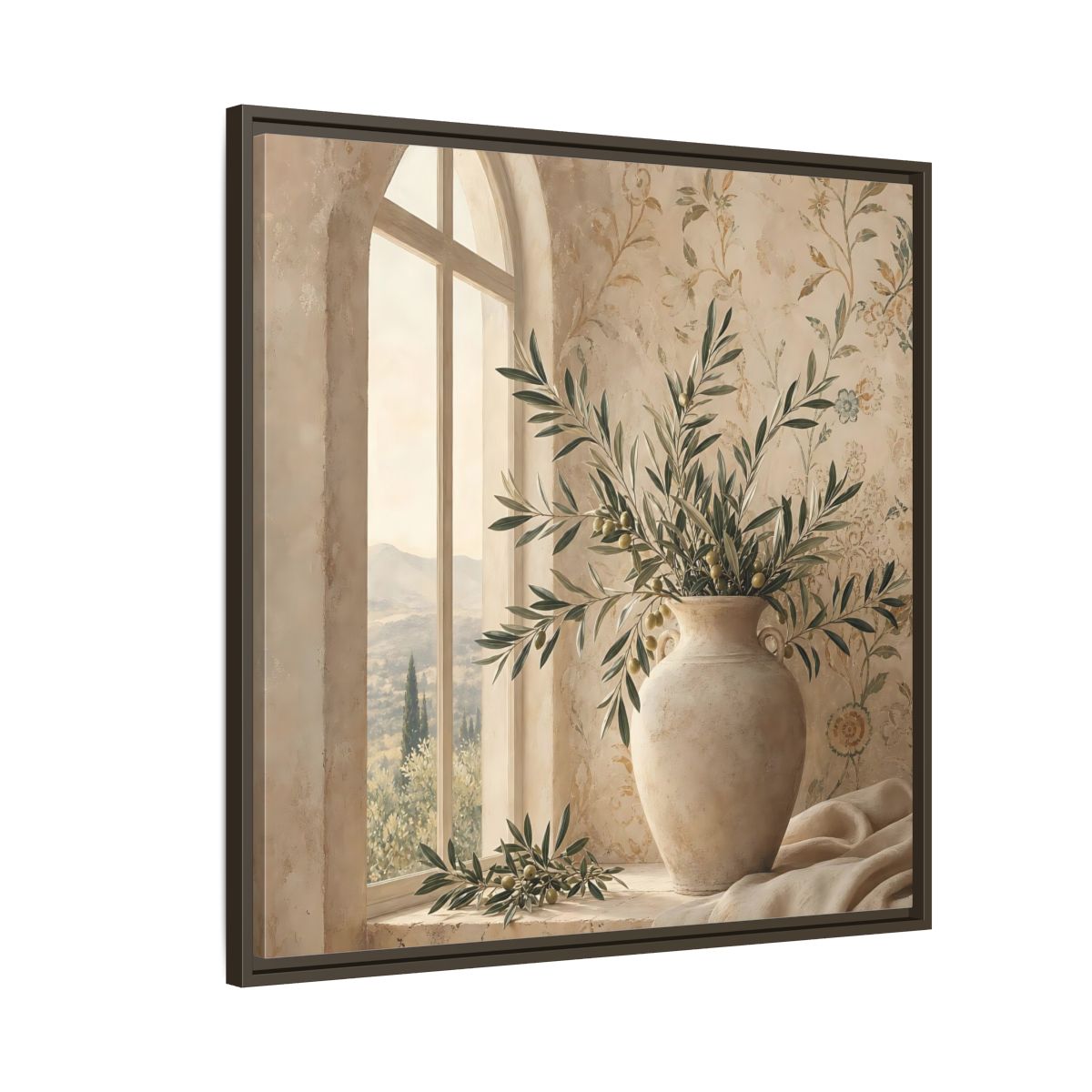 Side Mockup 8. Nature Olive Branch Olive Branch Decor shown as stretched canvas wall art