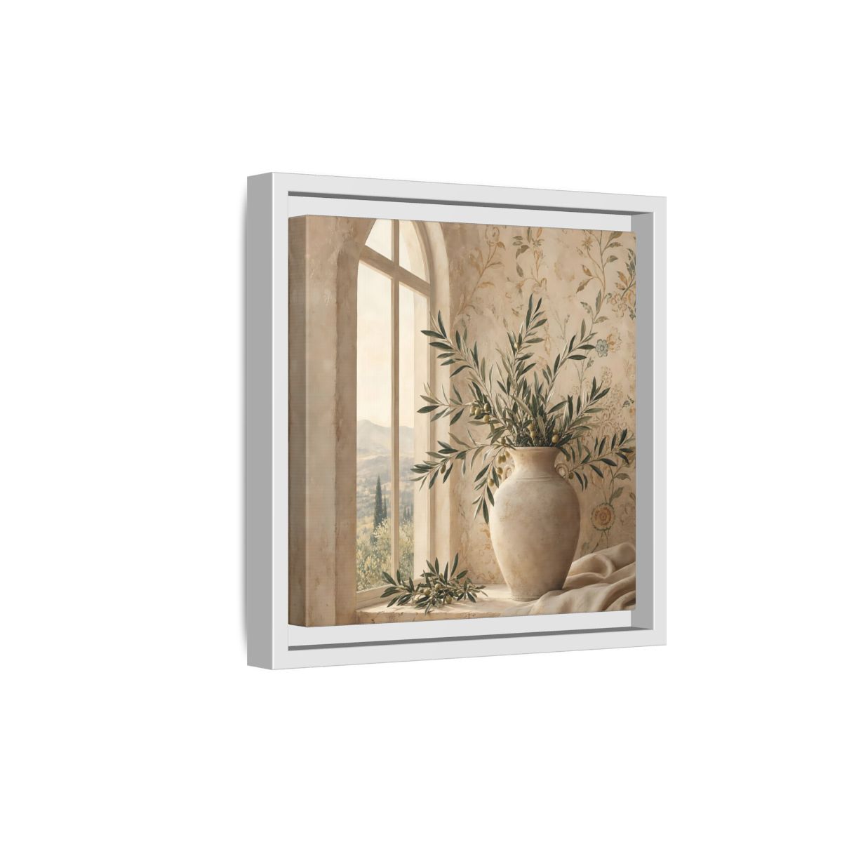Side Mockup 19. Nature Olive Branch Olive Branch Decor shown as stretched canvas wall art