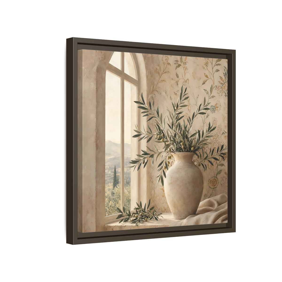 Side Mockup 14. Nature Olive Branch Olive Branch Decor shown as stretched canvas wall art