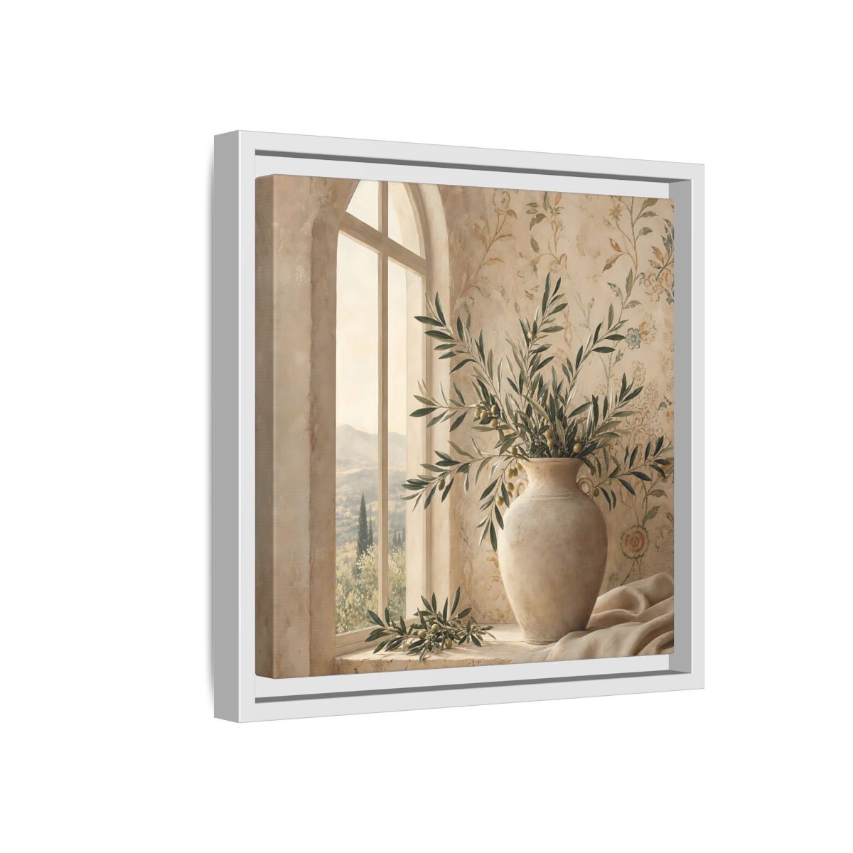 Side Mockup 16. Nature Olive Branch Olive Branch Decor shown as stretched canvas wall art