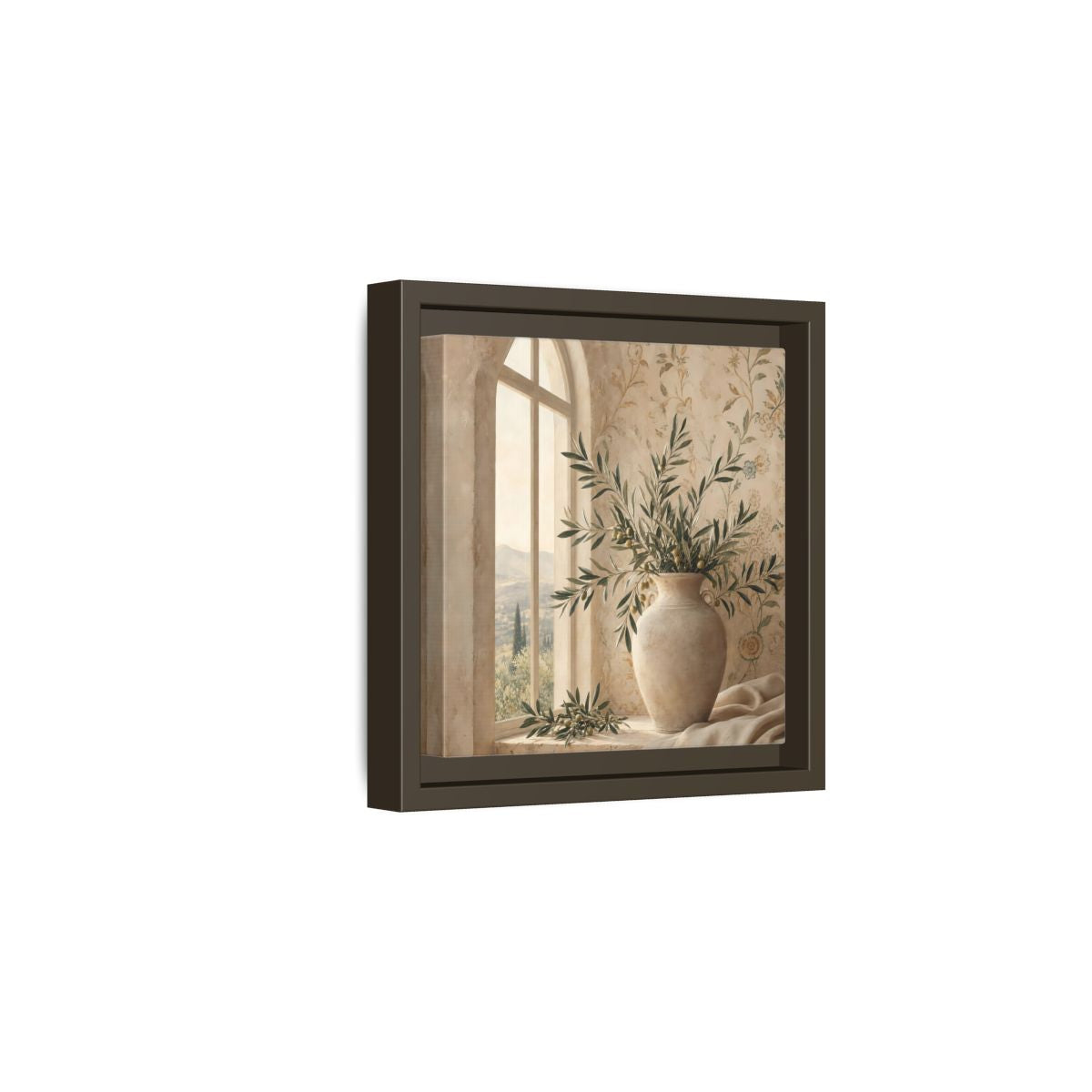 Side Mockup 2. Nature Olive Branch Olive Branch Decor shown as stretched canvas wall art