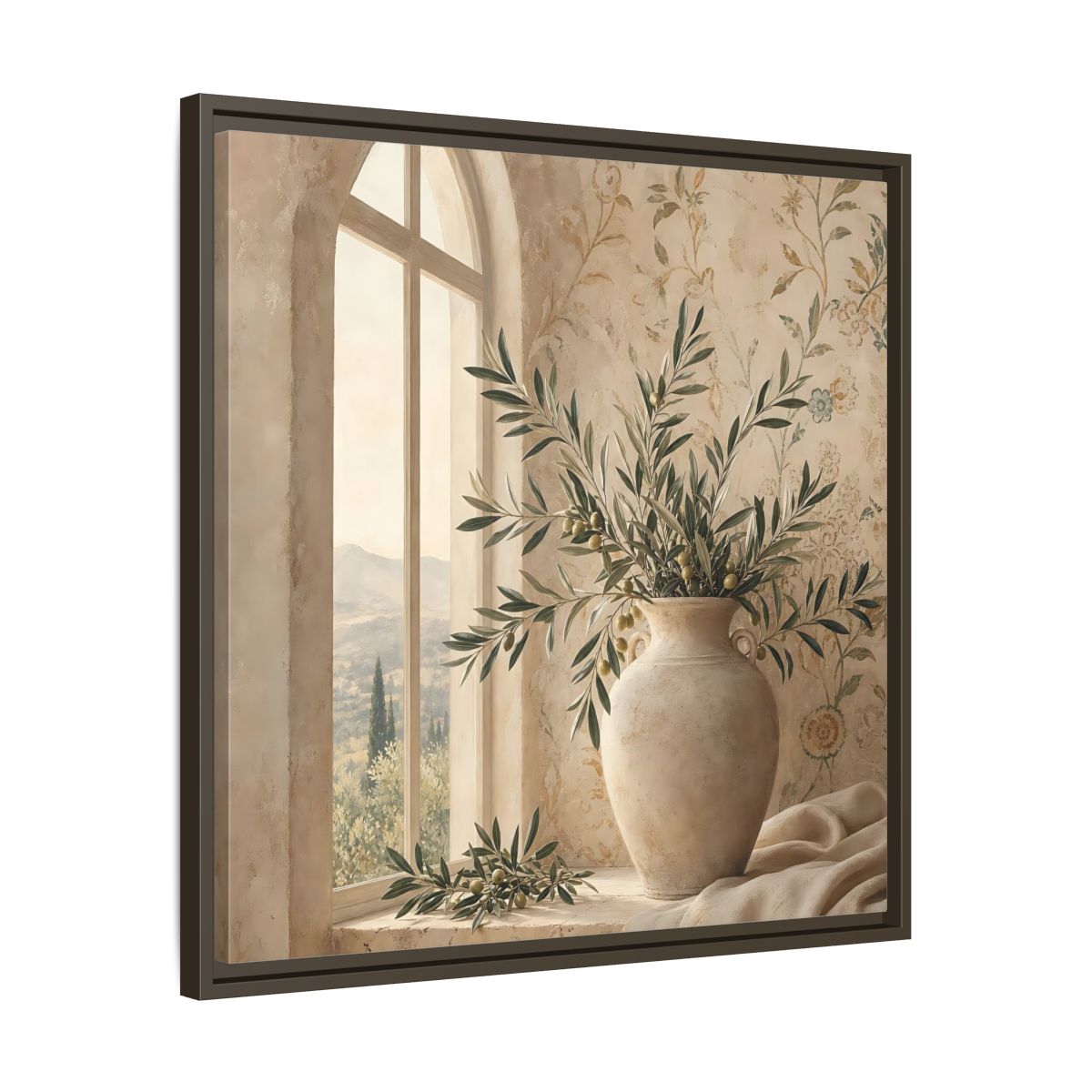 Side Mockup 27. Nature Olive Branch Olive Branch Decor shown as stretched canvas wall art