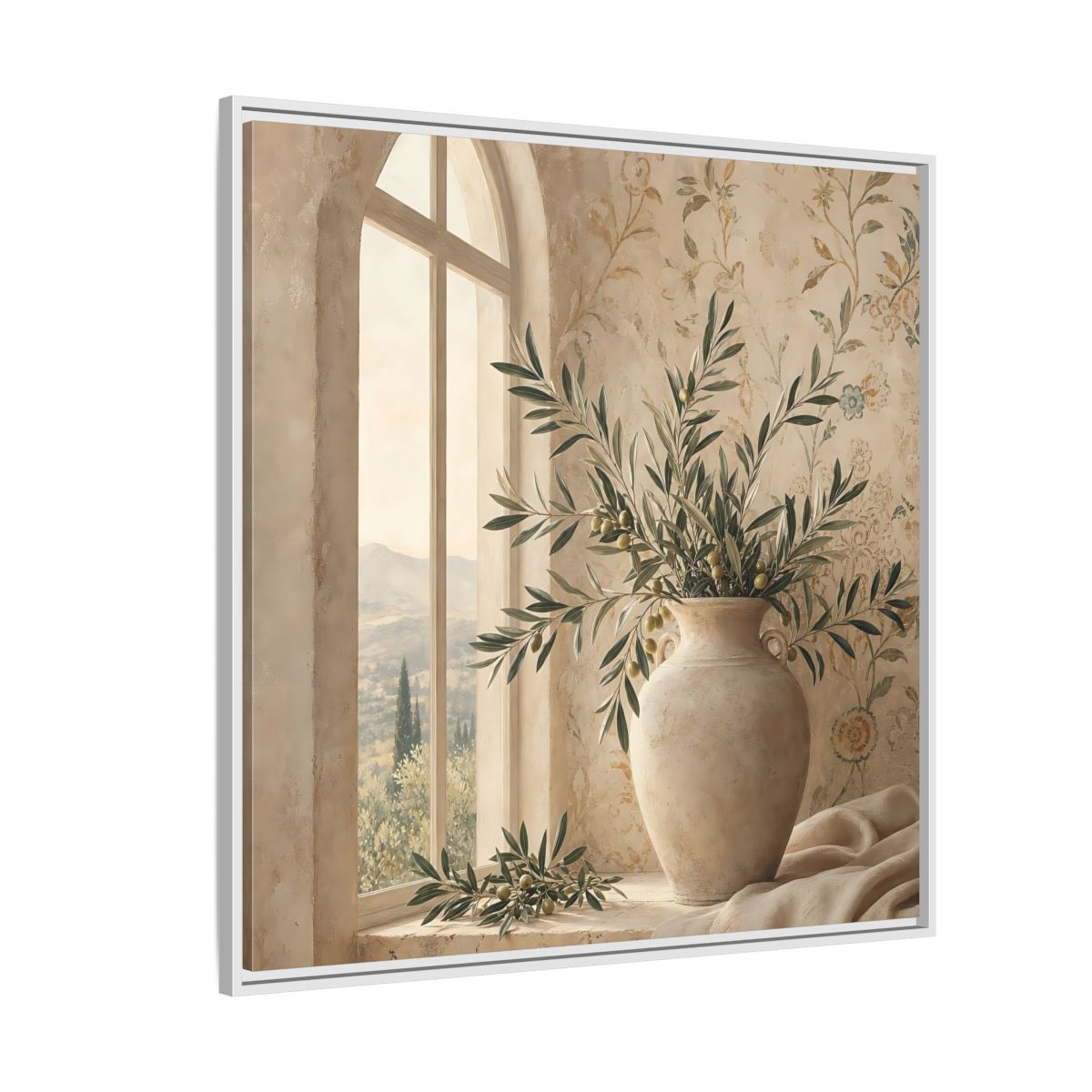 Side Mockup 4. Nature Olive Branch Olive Branch Decor shown as stretched canvas wall art