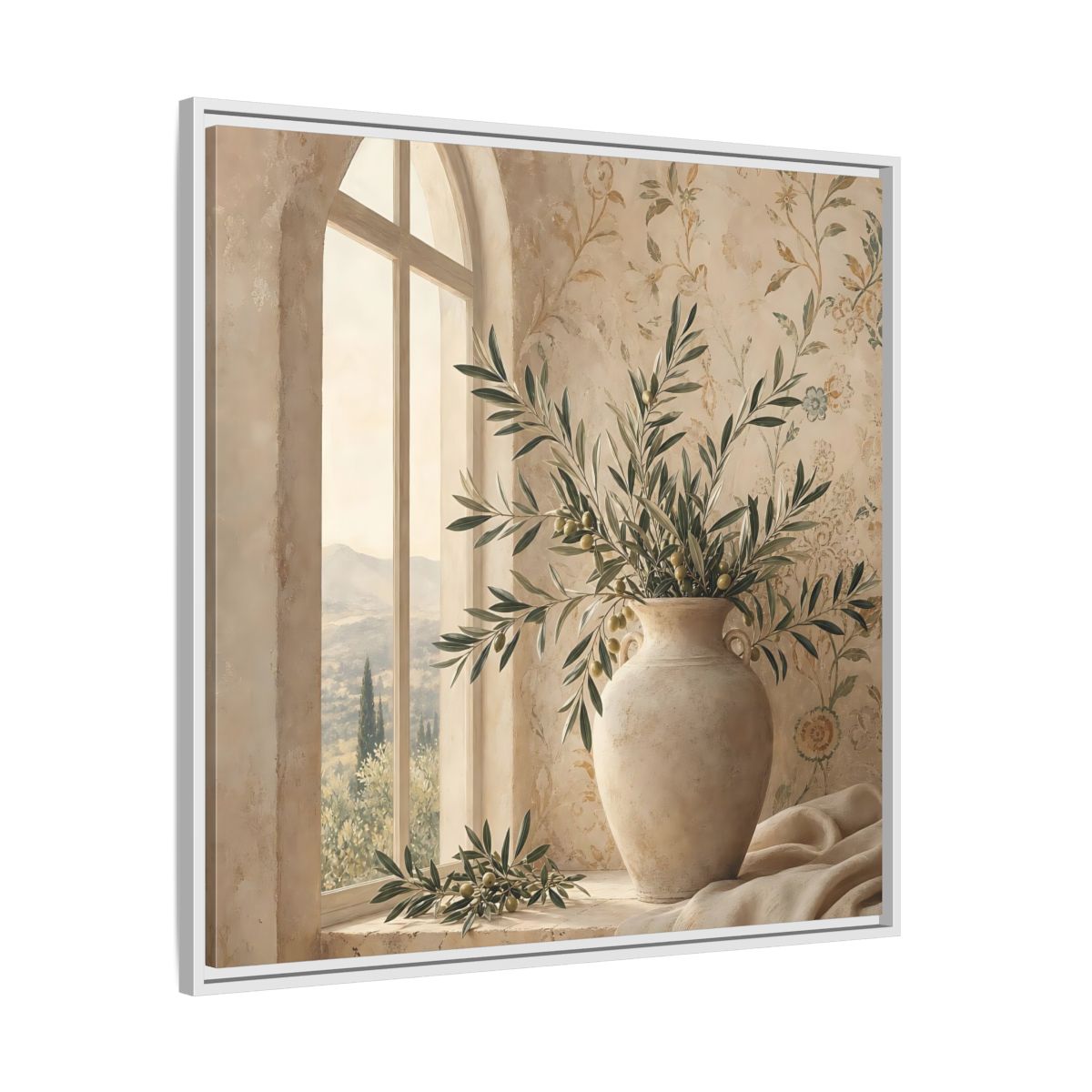 Side Mockup 25. Nature Olive Branch Olive Branch Decor shown as stretched canvas wall art