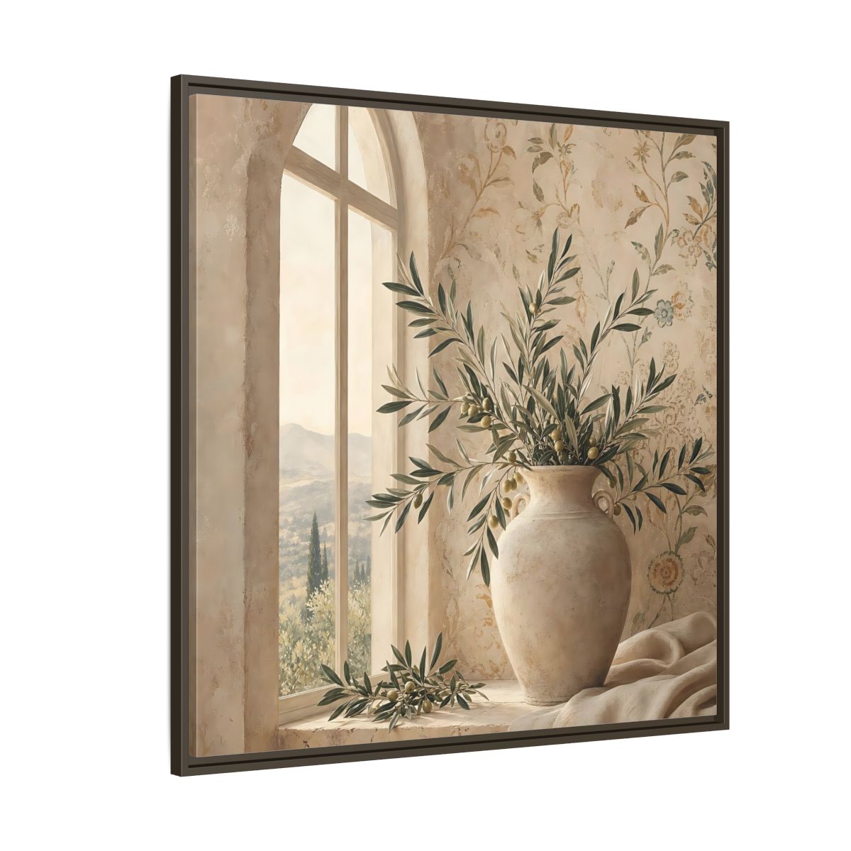 Side Mockup 5. Nature Olive Branch Olive Branch Decor shown as stretched canvas wall art