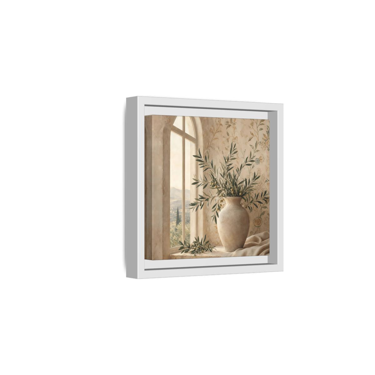 Side Mockup 1. Nature Olive Branch Olive Branch Decor shown as stretched canvas wall art