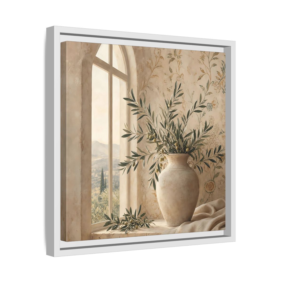 Side Mockup 28. Nature Olive Branch Olive Branch Decor shown as stretched canvas wall art