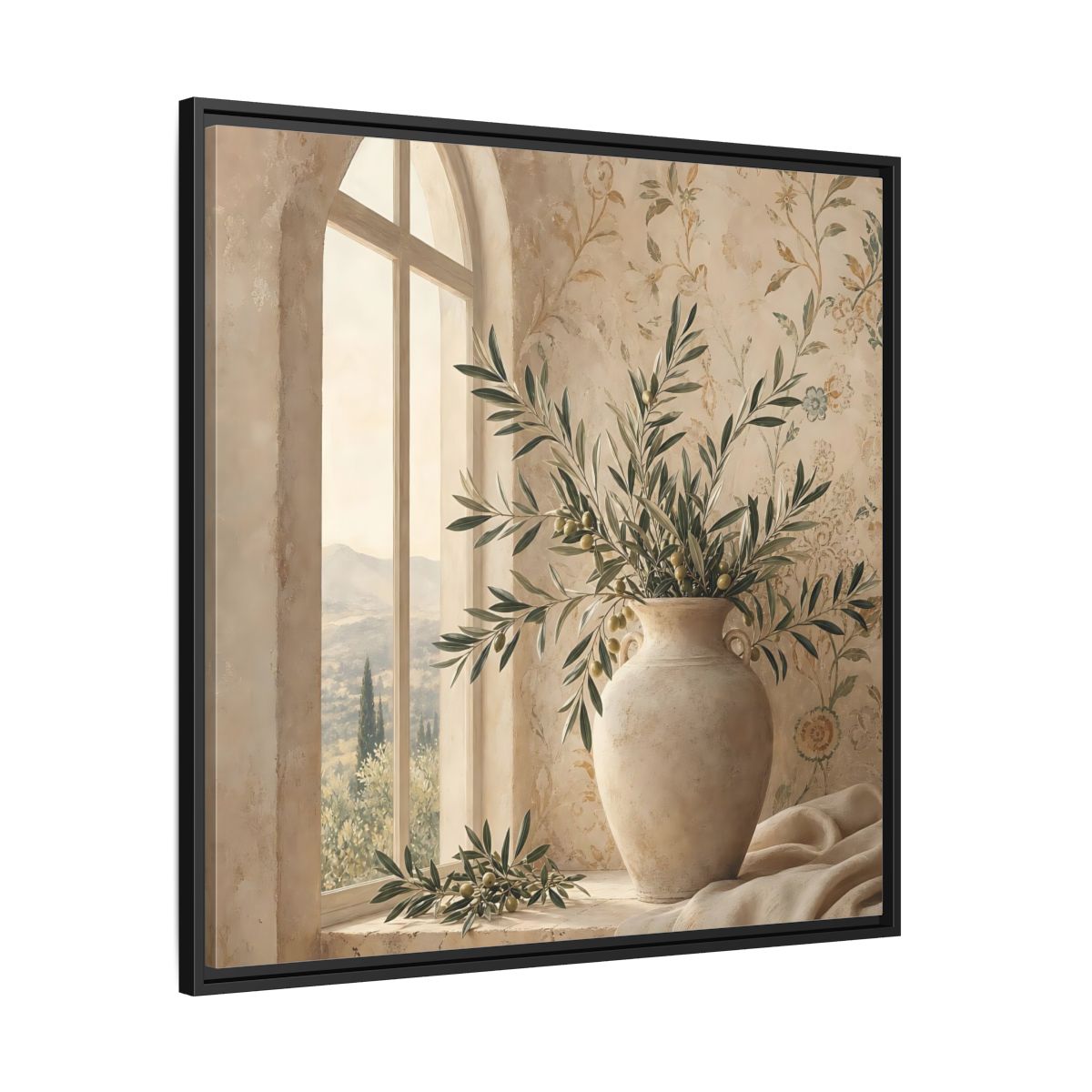Side Mockup 30. Nature Olive Branch Olive Branch Decor shown as stretched canvas wall art