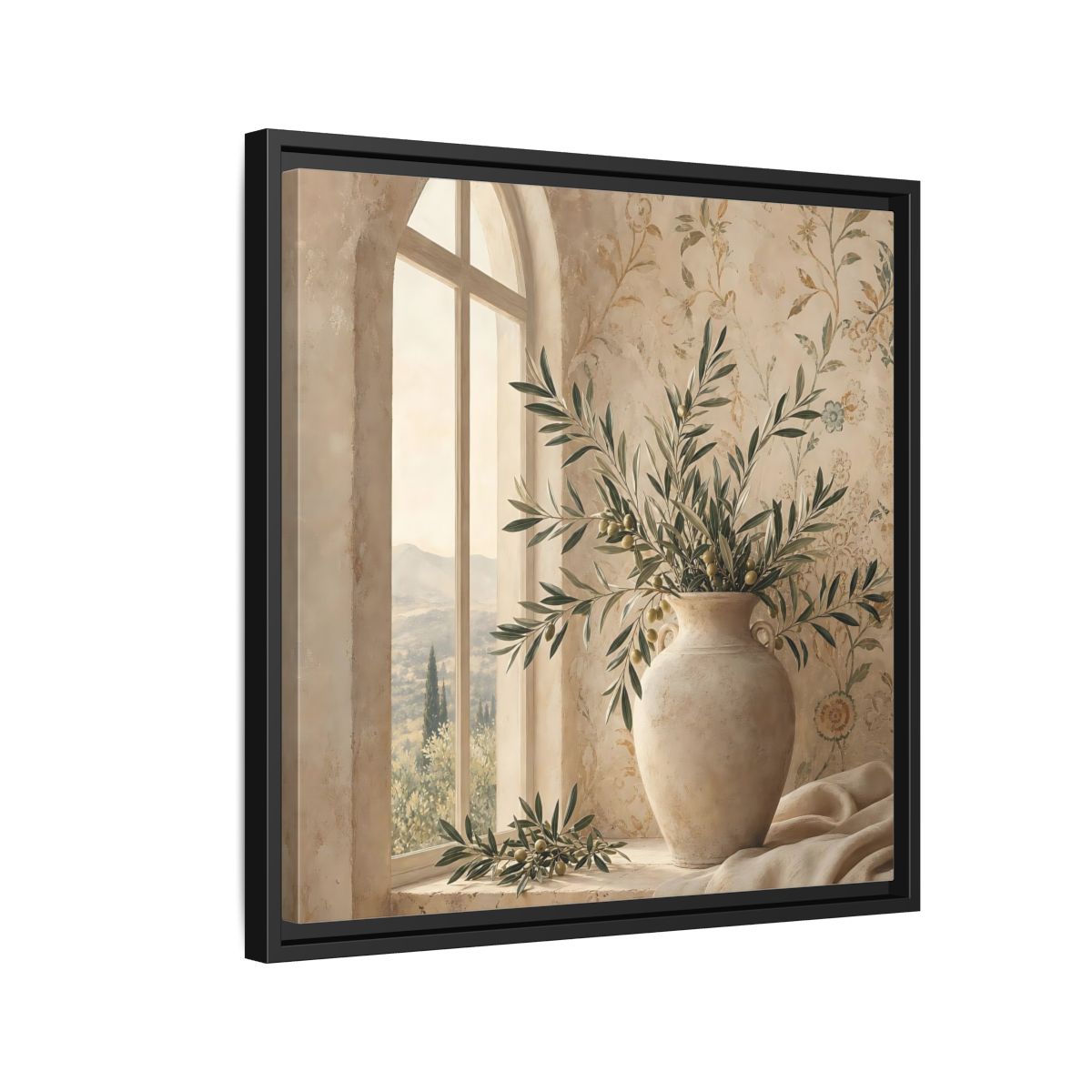 Side Mockup 12. Nature Olive Branch Olive Branch Decor shown as stretched canvas wall art