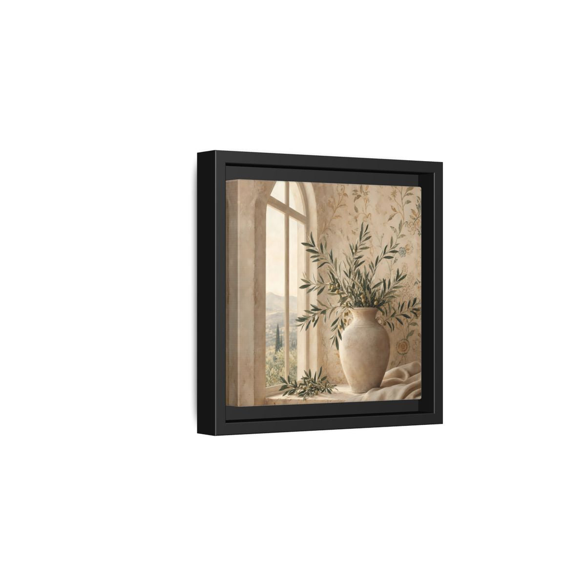 Side Mockup 3. Nature Olive Branch Olive Branch Decor shown as stretched canvas wall art