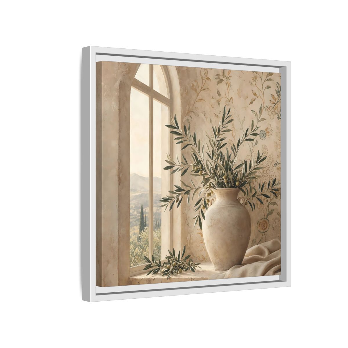 Side Mockup 13. Nature Olive Branch Olive Branch Decor shown as stretched canvas wall art