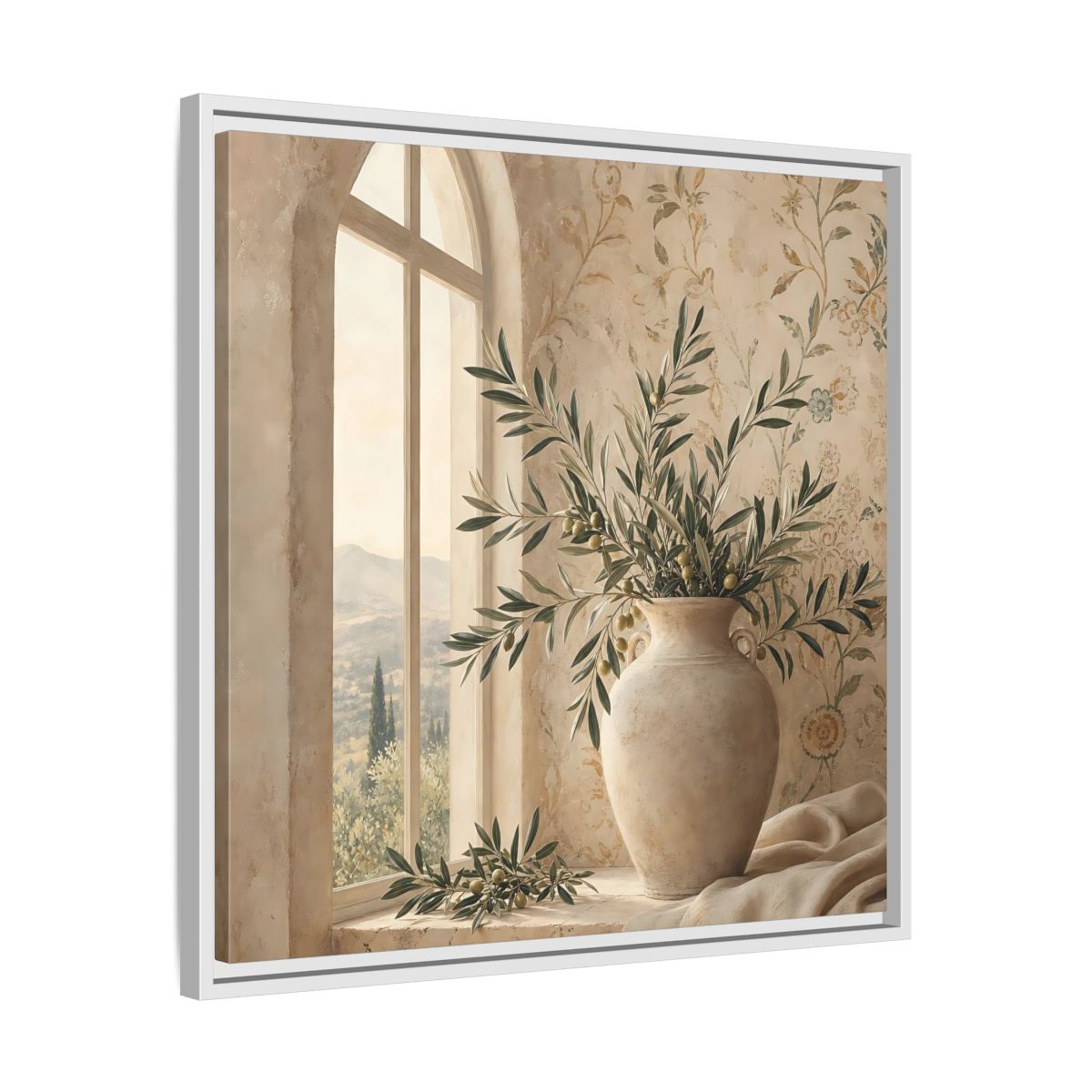 Side Mockup 26. Nature Olive Branch Olive Branch Decor shown as stretched canvas wall art