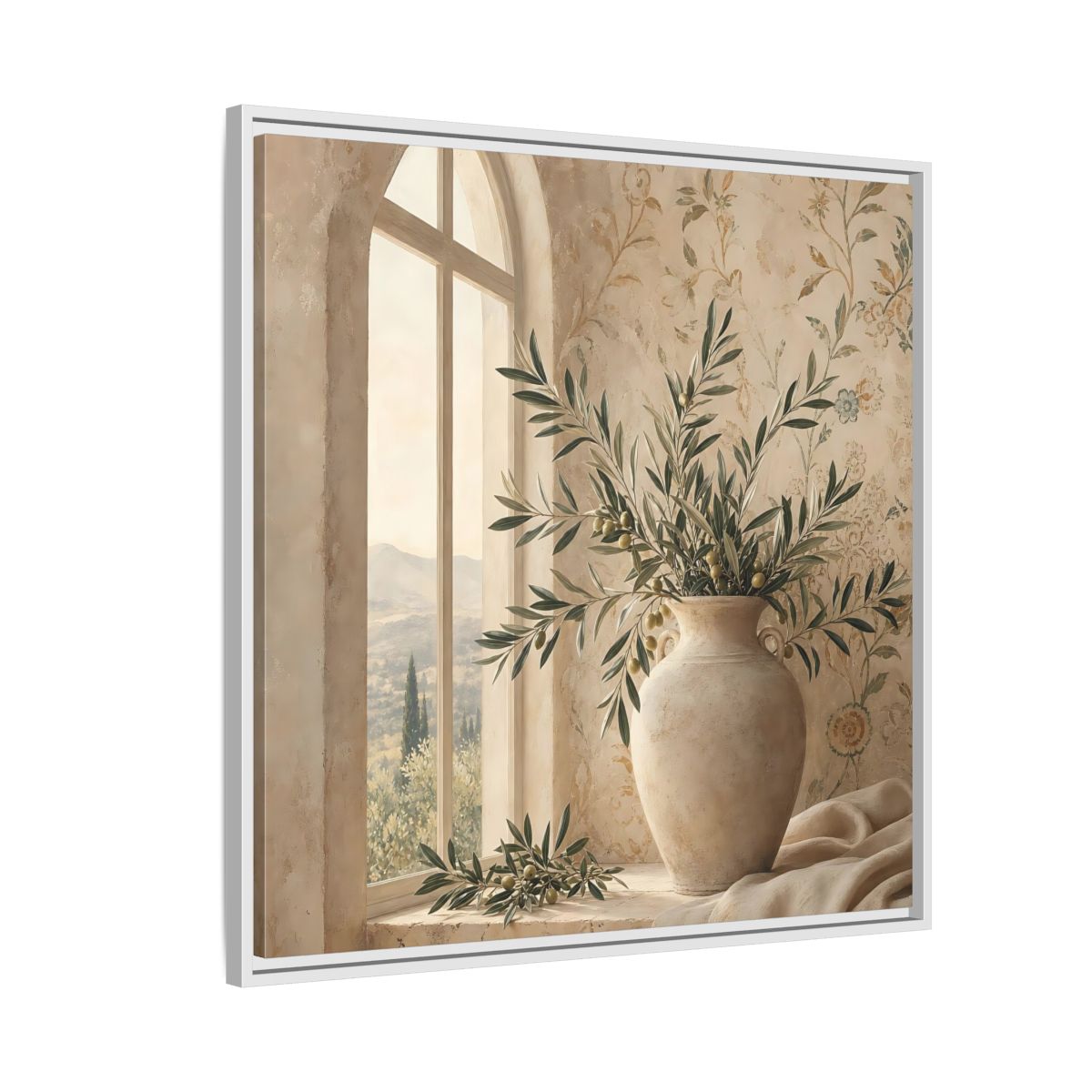 Side Mockup 7. Nature Olive Branch Olive Branch Decor shown as stretched canvas wall art