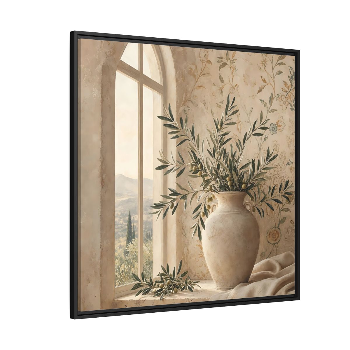 Side Mockup 6. Nature Olive Branch Olive Branch Decor shown as stretched canvas wall art