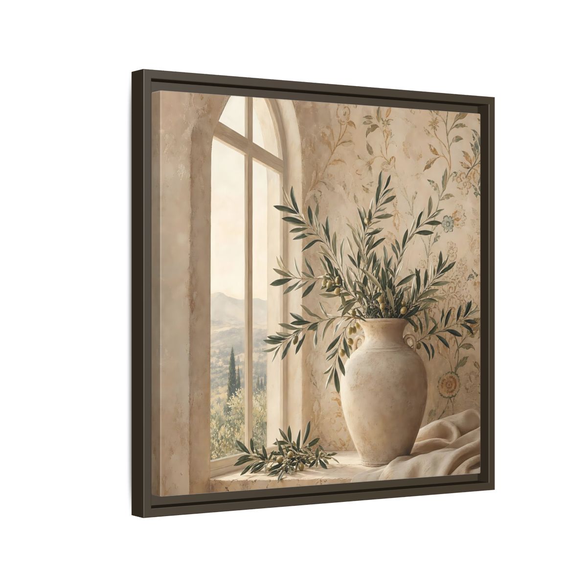 Side Mockup 11. Nature Olive Branch Olive Branch Decor shown as stretched canvas wall art
