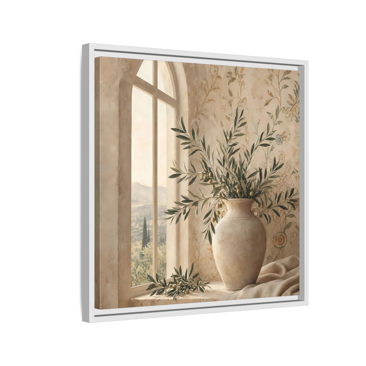 Side Mockup 10. Nature Olive Branch Olive Branch Decor shown as stretched canvas wall art