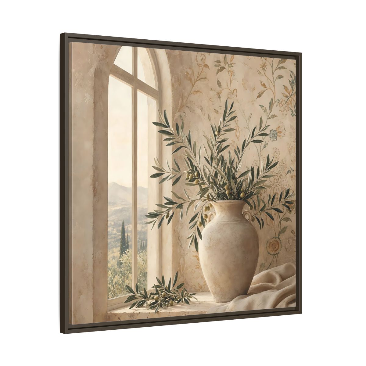 Main Mockup. Nature Olive Branch Olive Branch Decor shown as stretched canvas wall art