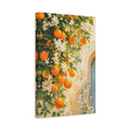 Side Mockup 4. Nature Oranges Orange And White Floral shown as stretched canvas wall art