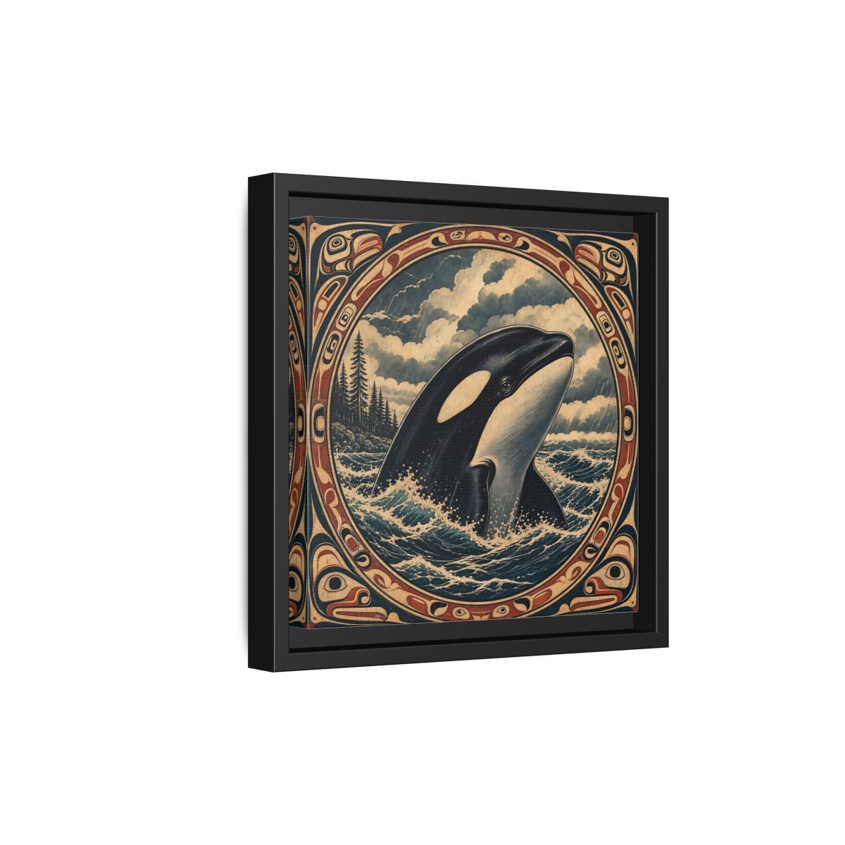Side Mockup 21. Nature Orca Orca Ocean Art shown as stretched canvas wall art