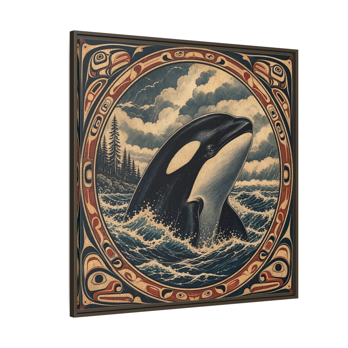 Side Mockup 5. Nature Orca Orca Ocean Art shown as stretched canvas wall art