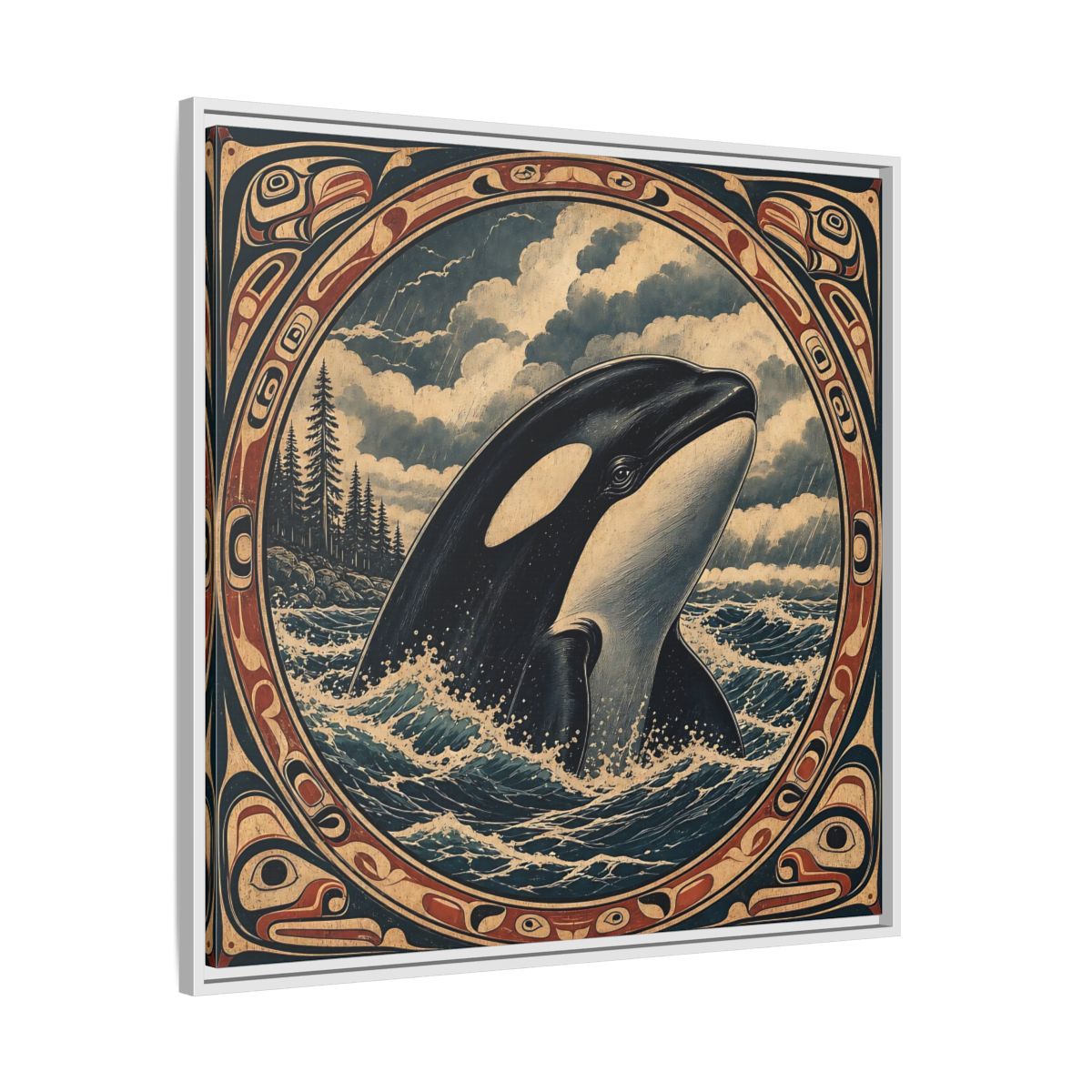 Side Mockup 25. Nature Orca Orca Ocean Art shown as stretched canvas wall art