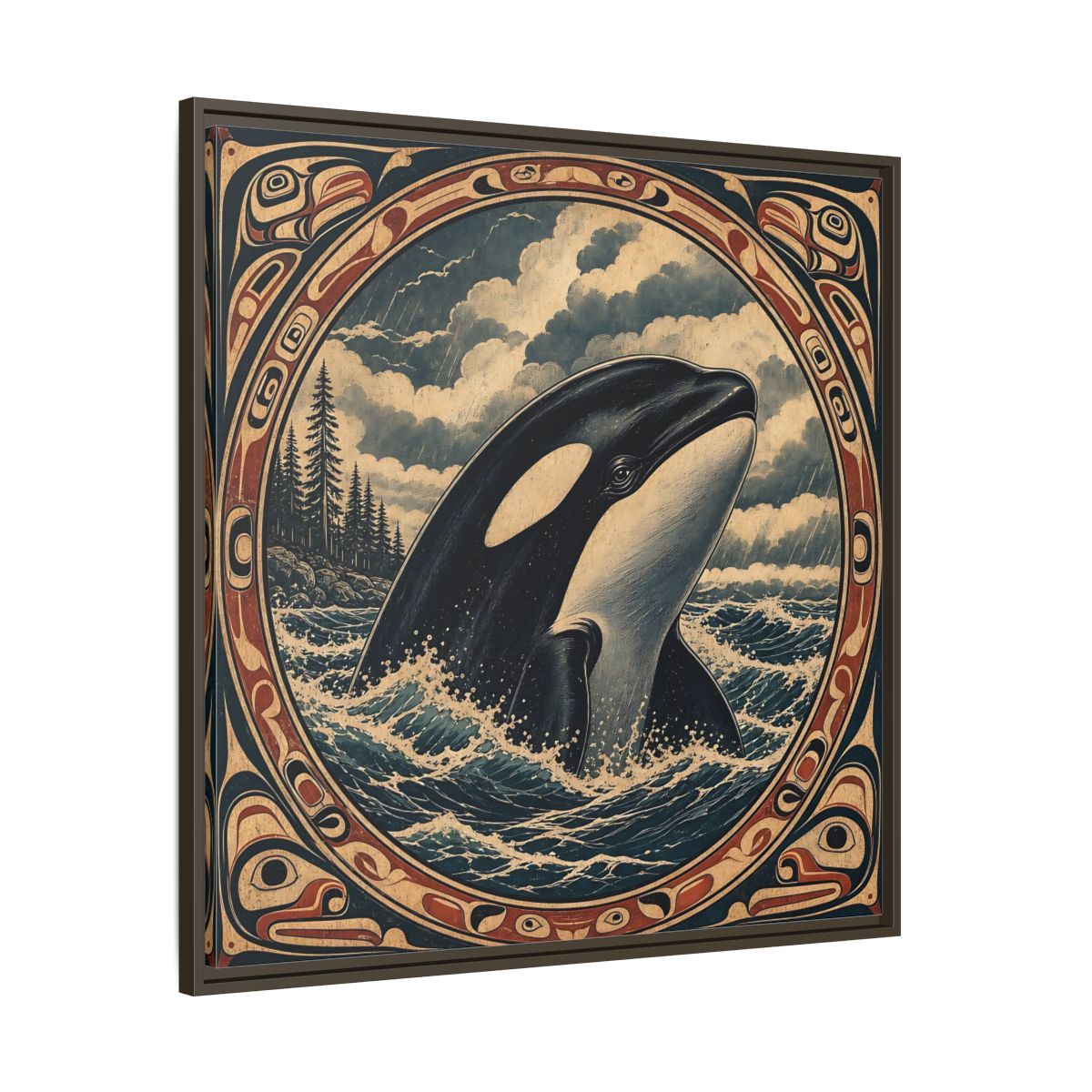 Main Mockup. Nature Orca Orca Ocean Art shown as stretched canvas wall art
