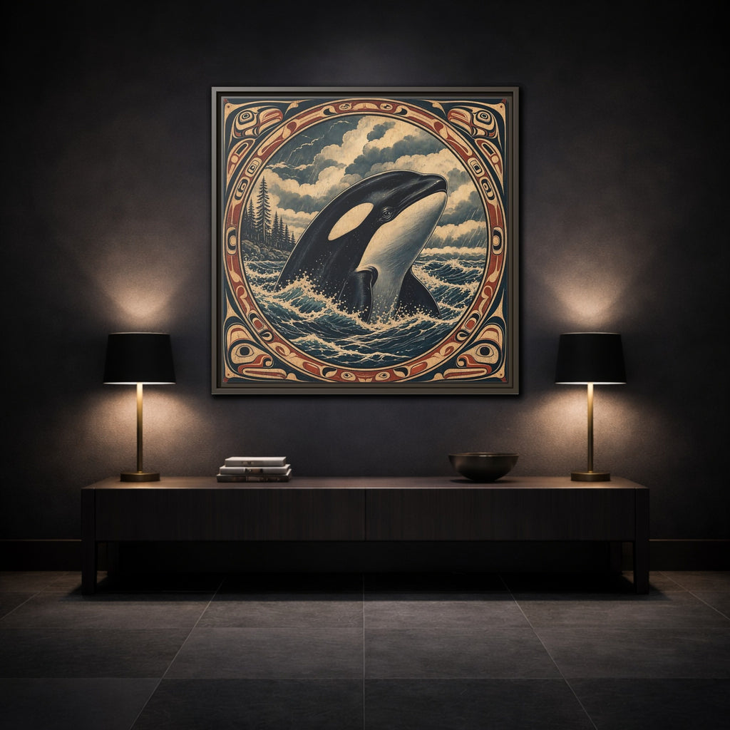 Mockup 3. Nature Orca Orca Ocean Art shown as stretched canvas wall art