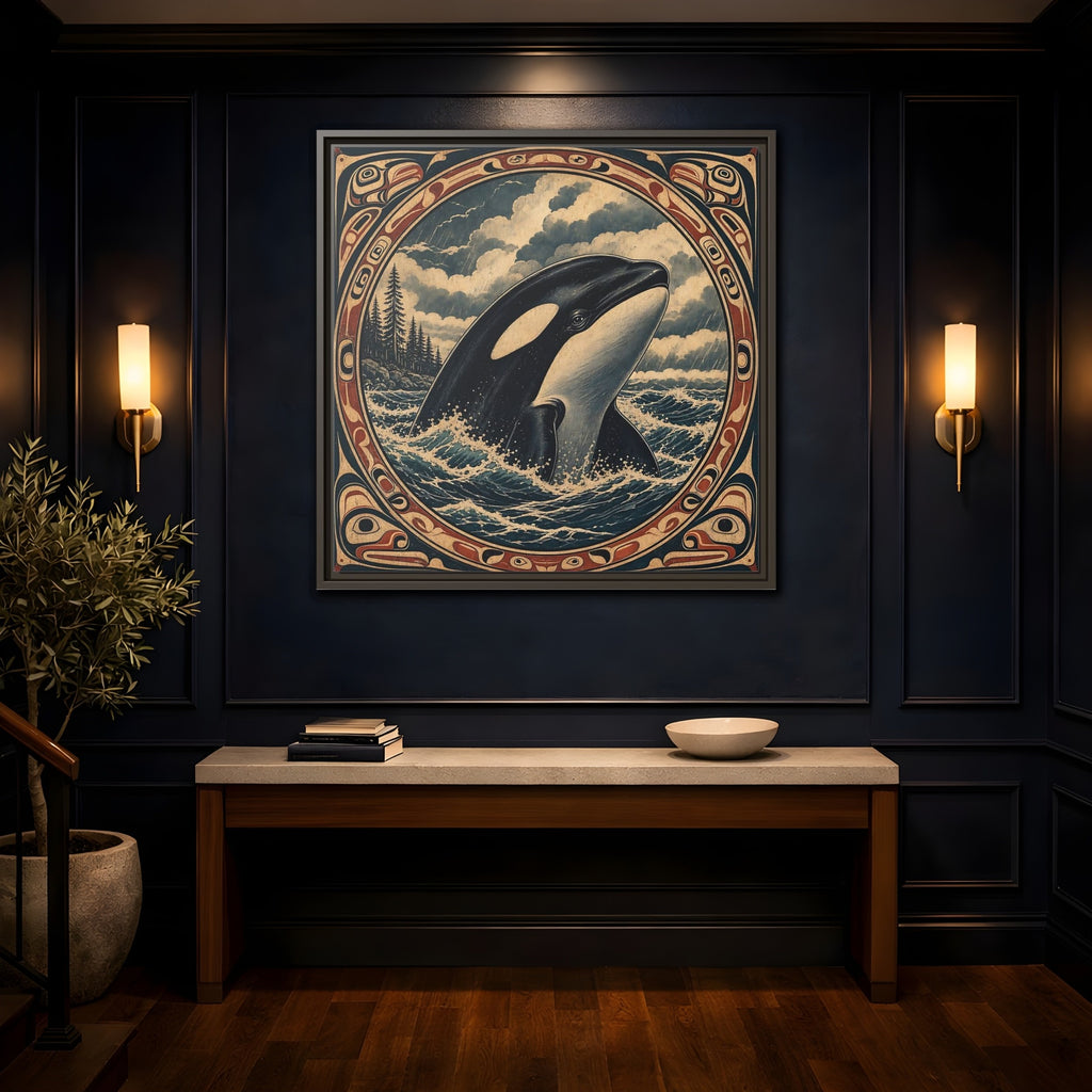 Mockup 4. Nature Orca Orca Ocean Art shown as stretched canvas wall art