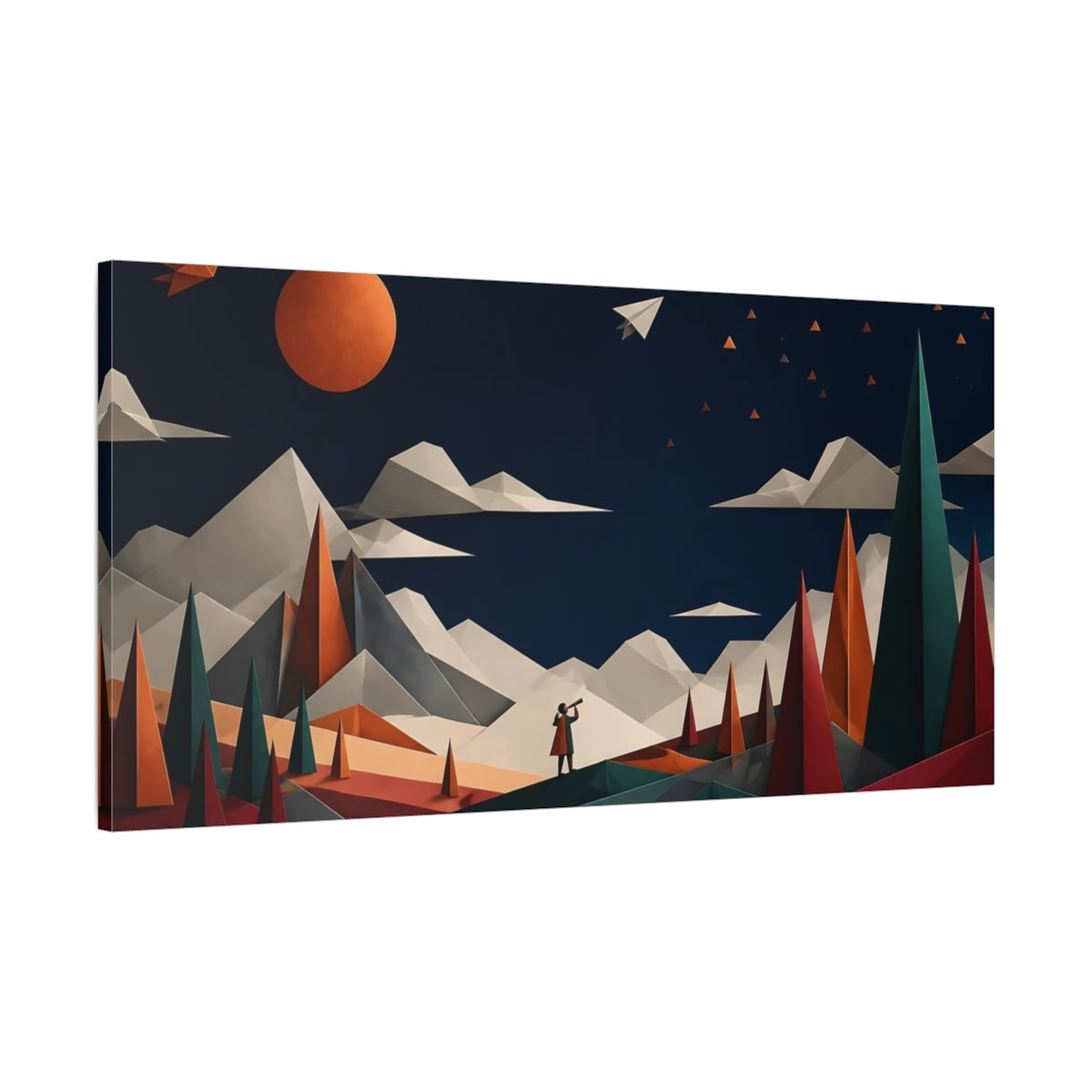 Main Mockup. Nature Origami Landscape Origami Landscape shown as stretched canvas wall art