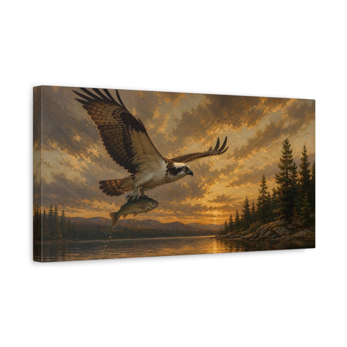 Side Mockup 3. Nature Osprey Osprey Sunset shown as stretched canvas wall art