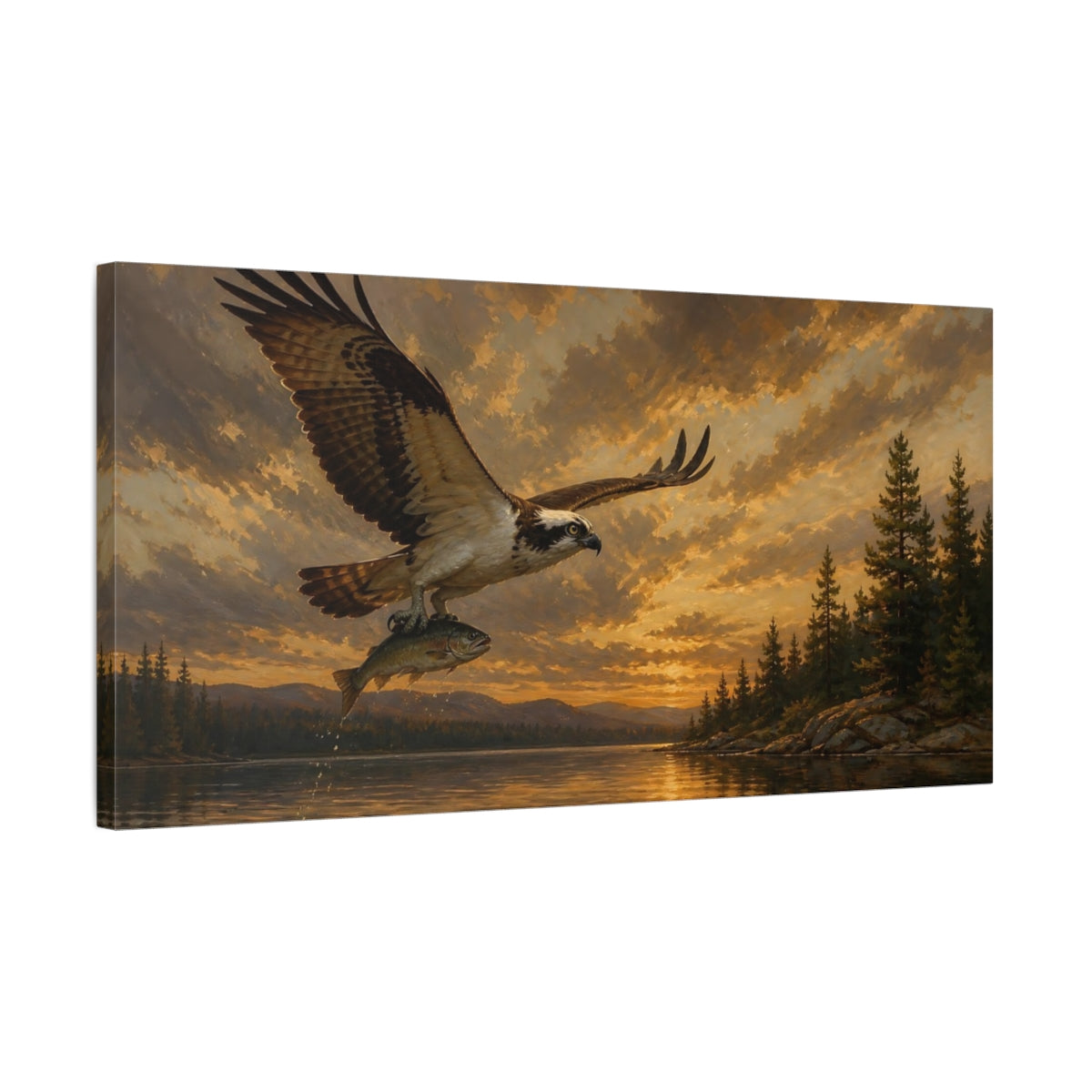Side Mockup 1. Nature Osprey Osprey Sunset shown as stretched canvas wall art